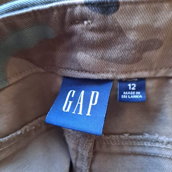 Gap Loose Khaki Cargo Pants High Rise Wide Leg Green Camo Print Women's Size 12 - Picture 11 of 13